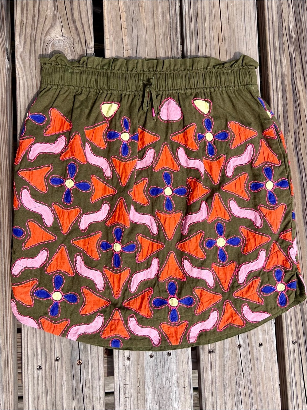 Mauve Anthropologie M Linen Embroidered Appliqué Skirt! EUC! - Picture 4 of 15